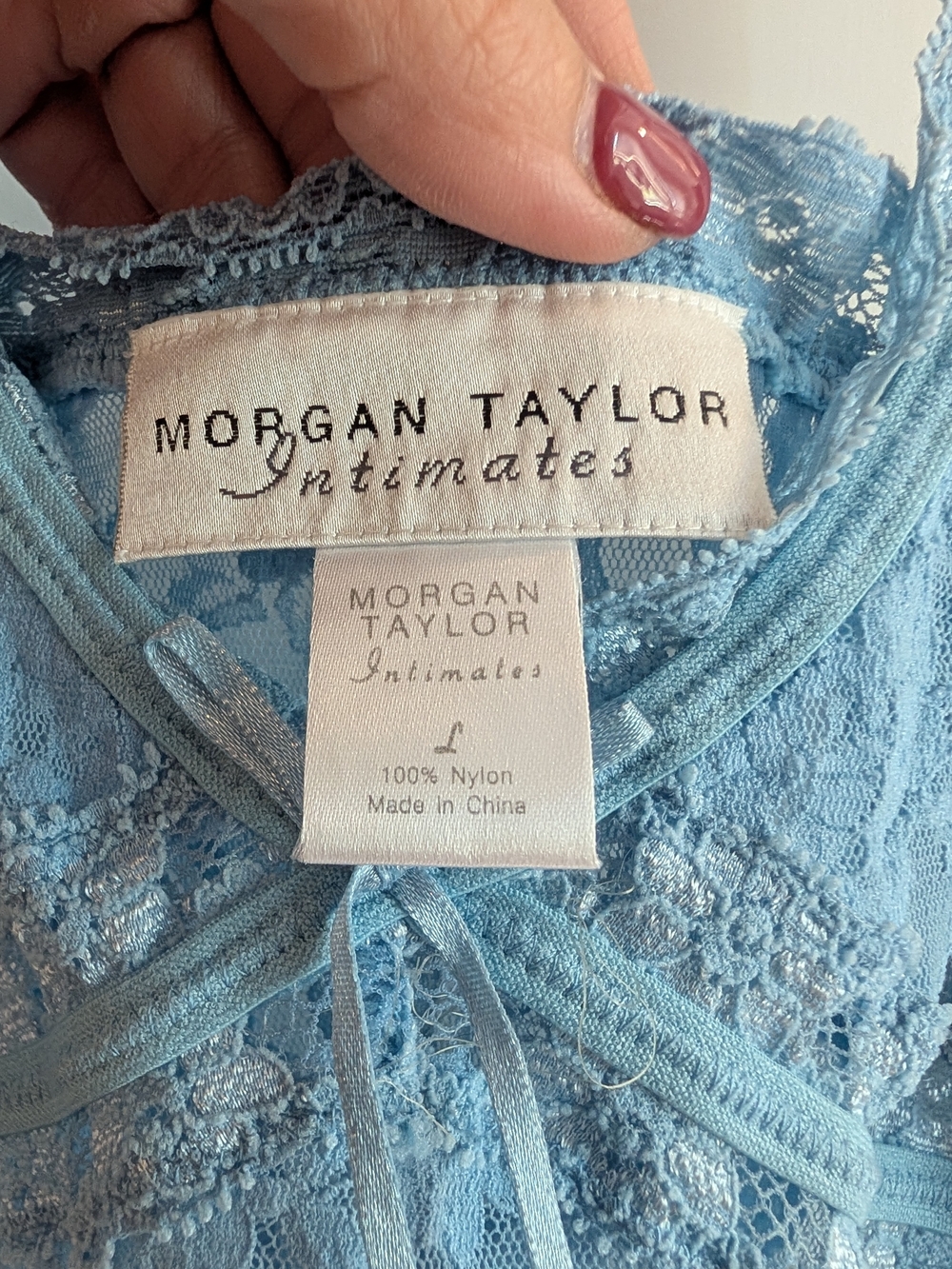 Morgan Taylor Intimates Lace Chemise - Light Blue